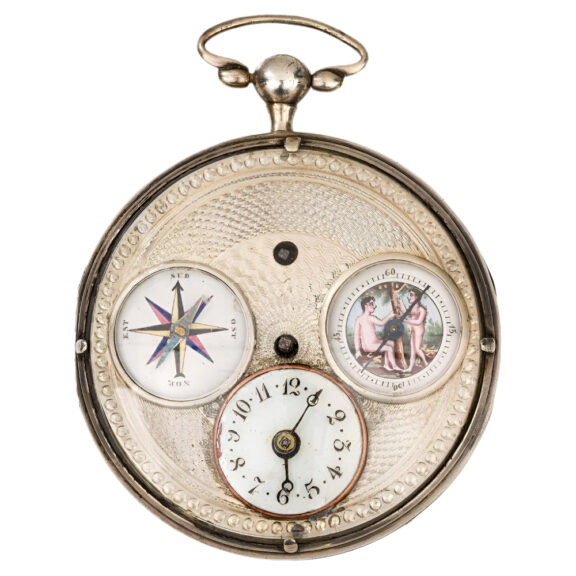 French silver pocket watch with compass Circa 1800