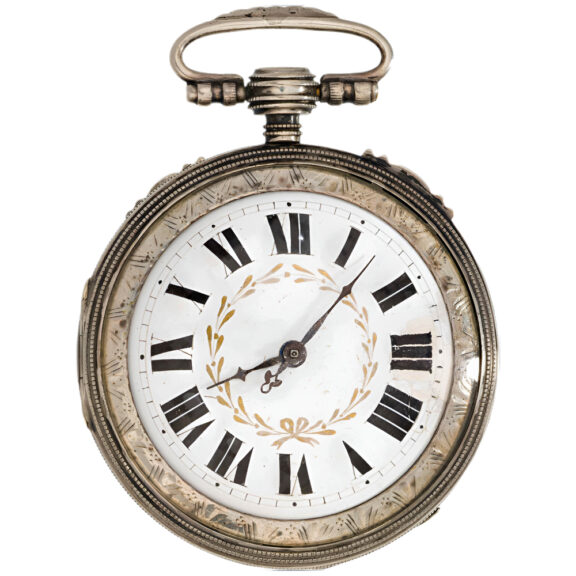 French silver open faced key wind pocket watch Circa 1790
