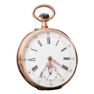 Swiss 18K rose gold open faced pocket watch Circa 1900