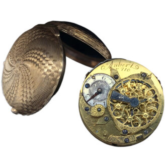 French 18K rose gold open faced pocket watch Circa 1790