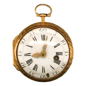 French 18K rose gold open faced pocket watch Circa 1790
