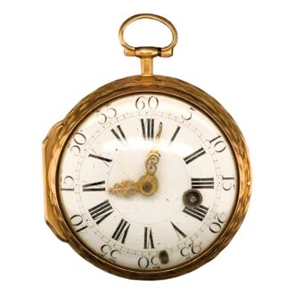 French 18K rose gold open faced pocket watch Circa 1790
