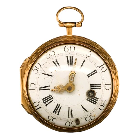 French 18K rose gold open faced pocket watch Circa 1790