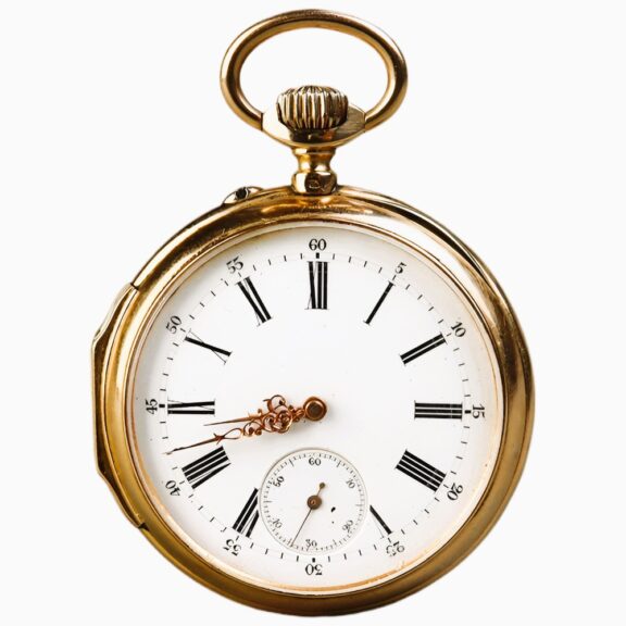 French 18K yellow gold open faced pocket watch Circa 1890
