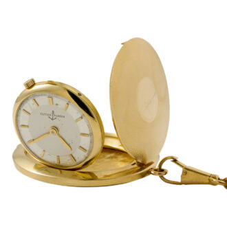 Swiss gold full hunter watch with matching chain Circa 1950
