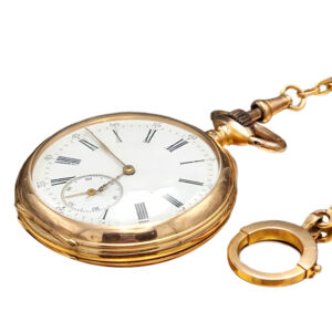 Swiss 18K gold pocket watch with matching chain Circa 1900