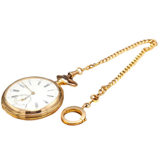Swiss 18K gold pocket watch with matching chain Circa 1900