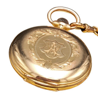 Swiss 18K gold pocket watch with matching chain Circa 1900
