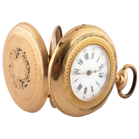 Swiss 18K yellow gold full hunter pocket watch Circa 1900