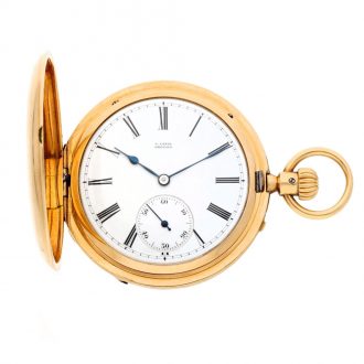 German midsized gold hunting cased keyless lever watch Circa 1869