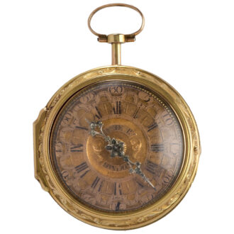 English 18K gold double cased repoussé pocket watch Circa 1775