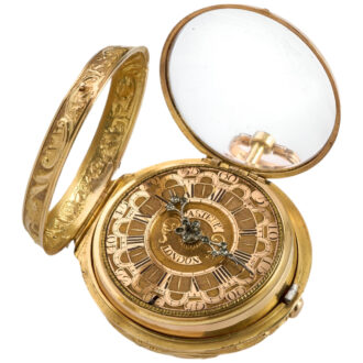 English 18K gold double cased repoussé pocket watch Circa 1775