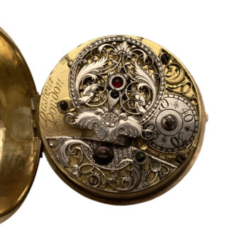 English 18K gold double cased repoussé pocket watch Circa 1775