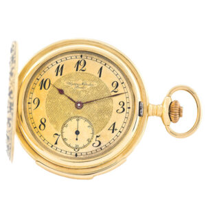 Elegant Swiss thin minute-repeating gold keyless dress watch Circa 1910