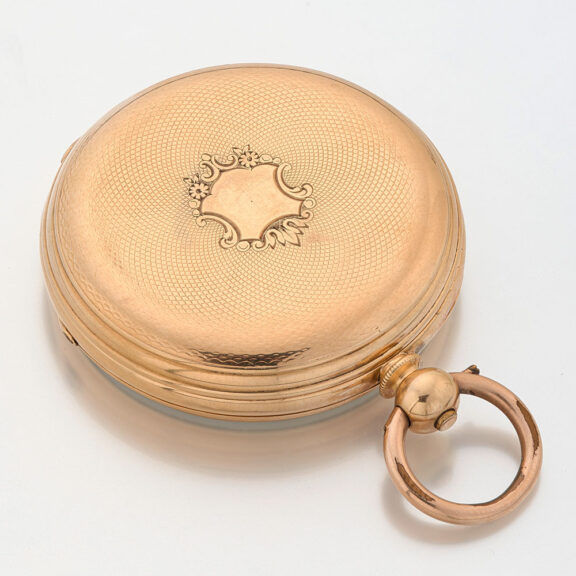 English solid gold open faced cylinder watch Circa 1860 English solid gold open faced cylinder watch Circa 1860