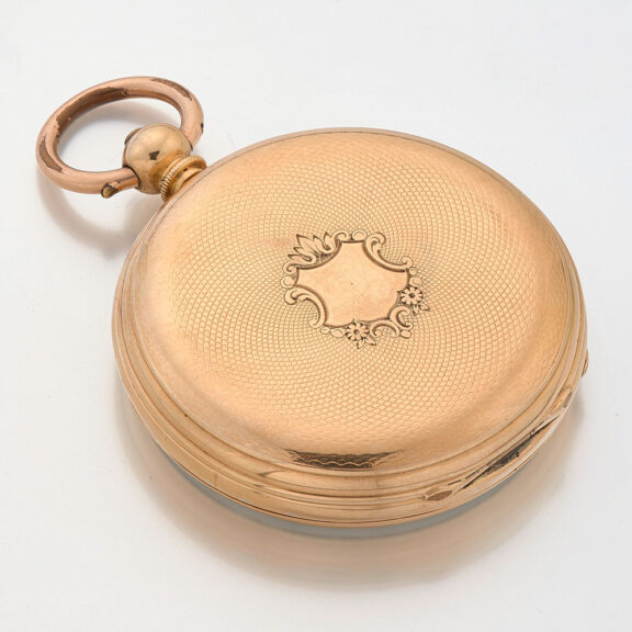 English solid gold open faced cylinder watch Circa 1860 English solid gold open faced cylinder watch Circa 1860