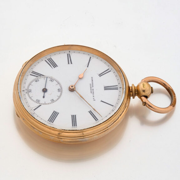 v English solid gold open faced cylinder watch Circa 1860English solid gold open faced cylinder watch Circa 1860