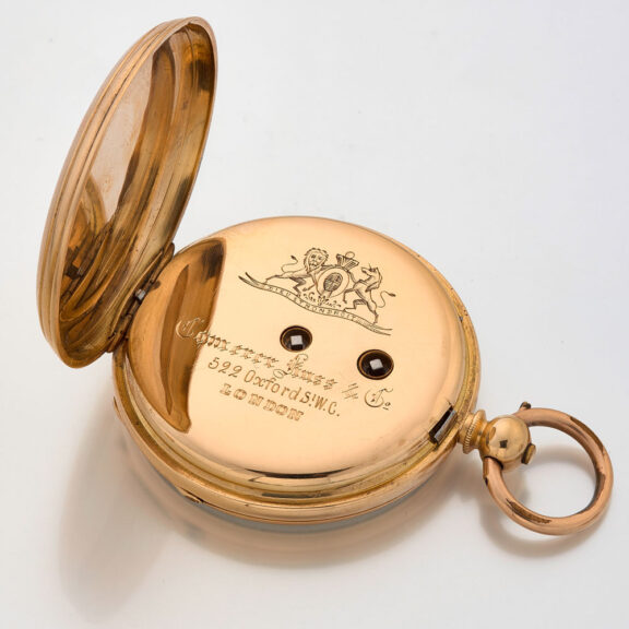 English solid gold open faced cylinder watch Circa 1860 English solid gold open faced cylinder watch Circa 1860
