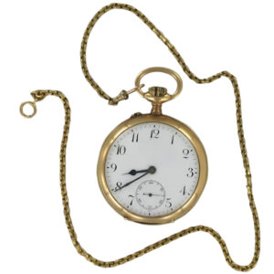 Swiss 18K yellow gold open faced pocket watch Circa 1910