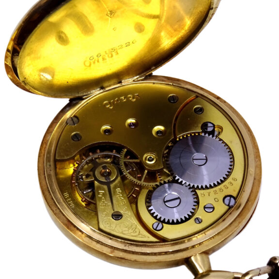Swiss 18K yellow gold pocket watch with chain Circa 1900 Swiss 18K yellow gold pocket watch with chain Circa 1900