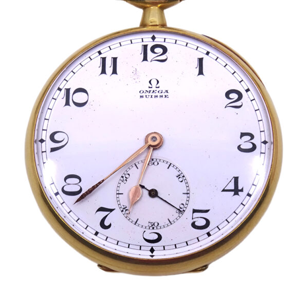 Swiss 18K yellow gold pocket watch with chain Circa 1900 Swiss 18K yellow gold pocket watch with chain Circa 1900