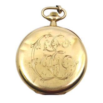 Swiss 18K yellow gold pocket watch with chain Circa 1900