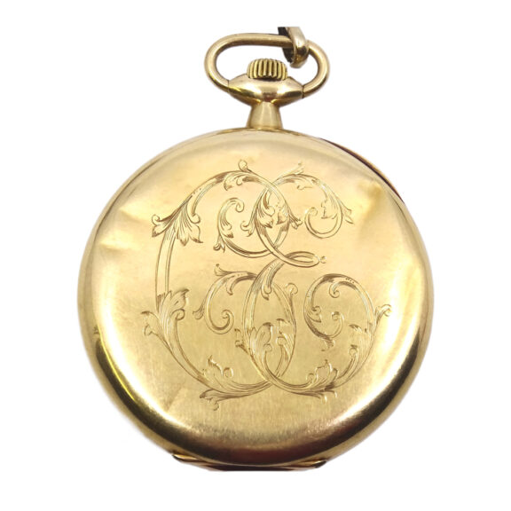 Swiss 18K yellow gold pocket watch with chain Circa 1900 Swiss 18K yellow gold pocket watch with chain Circa 1900
