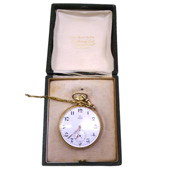 Swiss 18K yellow gold pocket watch with chain Circa 1900 Swiss 18K yellow gold pocket watch with chain Circa 1900