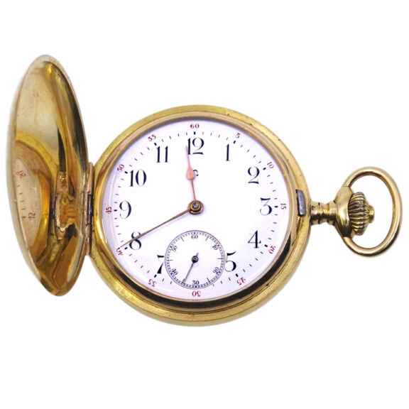 Swiss 18K yellow gold full hunter pocket watch Circa 1910