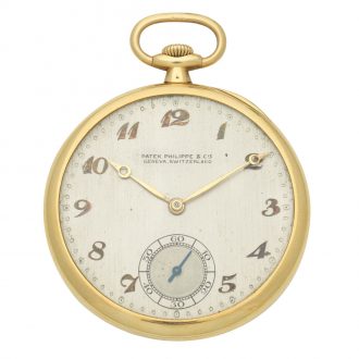 Swiss 18 carat gold open faced keyless lever watch Circa 1925