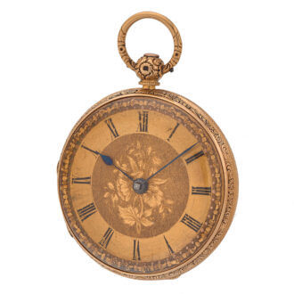 English decorative watch in a gold open faced case Circa 1840