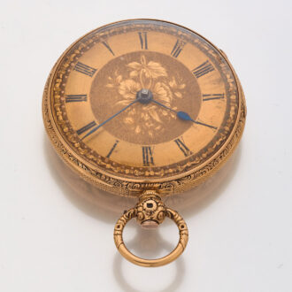 English decorative watch in a gold open faced case Circa 1840