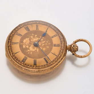 English decorative watch in a gold open faced case Circa 1840