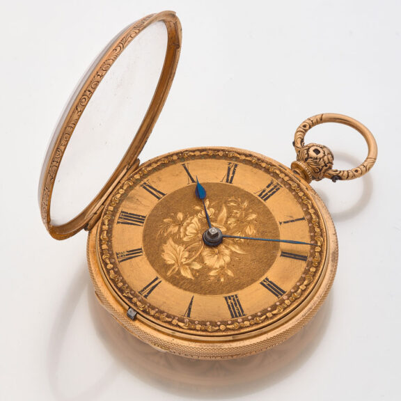 English decorative watch in a gold open faced case Circa 1840 English decorative watch in a gold open faced case Circa 1840English decorative watch in a gold open faced case Circa 1840