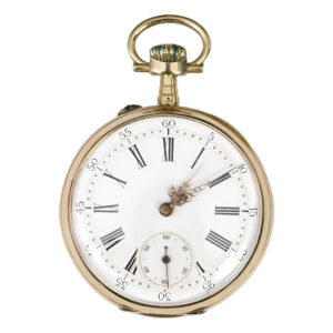 French 18K yellow gold open faced pocket watch Circa 1900