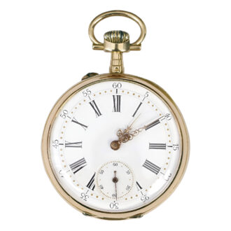 French 18K yellow gold open faced pocket watch Circa 1900