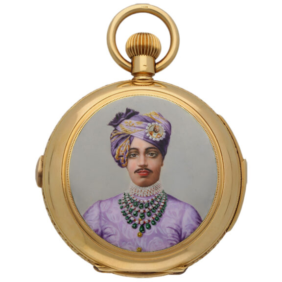 Swiss gold repeating chronograph with enamel portrait Circa 1900