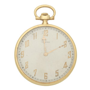 Swiss 18K gold open faced lever pocket watch Circa 1921