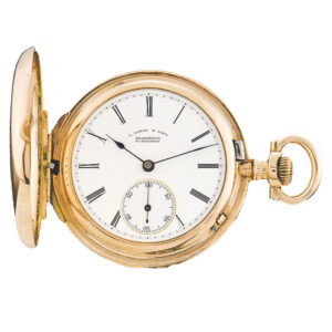 German gold and enamel hunting cased keyless pocket watch Circa 1880’s