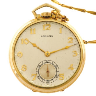 Fine Swiss gilt open faced keyless lever watch with chain Circa 1940