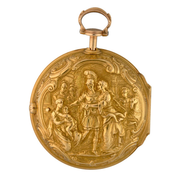 An English verge in 20 carat gold repousse pair cases circa 1776 An English verge in 20 carat gold repousse pair cases circa 1776