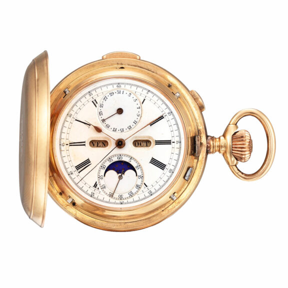 Swiss triple calendar repeater and chronograph Circa 1900 Swiss triple calendar repeater and chronograph Circa 1900