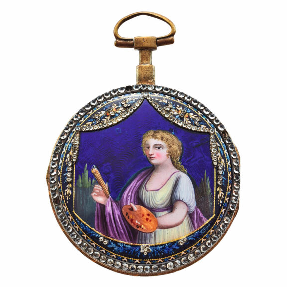 Swiss gilt brass open faced verge pocket watch Circa 1790