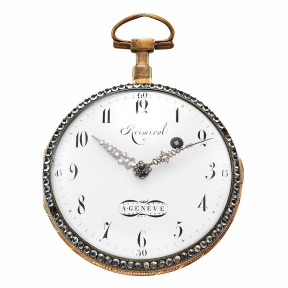 Swiss gilt brass open faced verge pocket watch Circa 1790 Swiss gilt brass open faced verge pocket watch Circa 1790