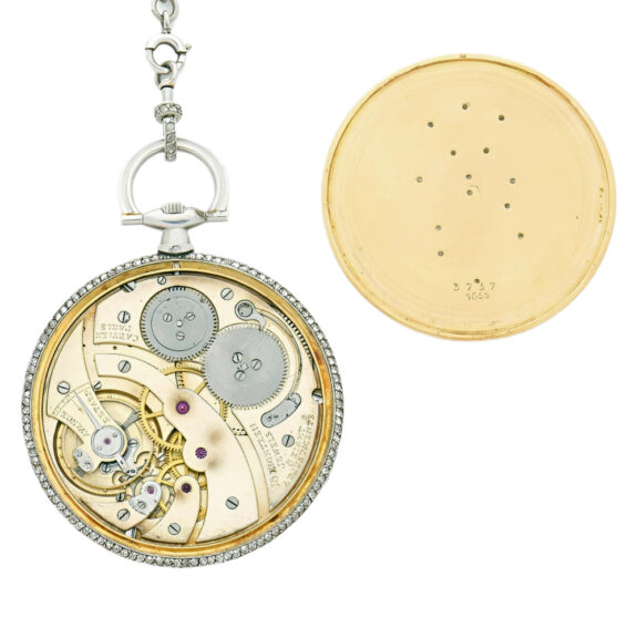 French platinum diamond and enamel pocket watch Circa 1910 French platinum diamond and enamel pocket watch Circa 1910