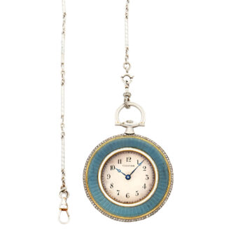 French platinum diamond and enamel pocket watch Circa 1910