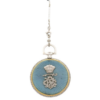 French platinum diamond and enamel pocket watch Circa 1910