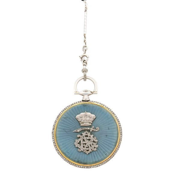 French platinum diamond and enamel pocket watch Circa 1910 French platinum diamond and enamel pocket watch Circa 1910
