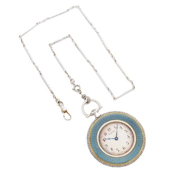 French platinum diamond and enamel pocket watch Circa 1910 French platinum diamond and enamel pocket watch Circa 1910