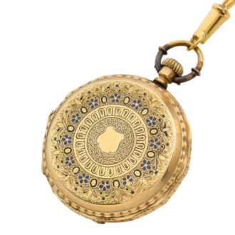 Swiss 18K gold enamel full hunter pocket watch Circa 1900